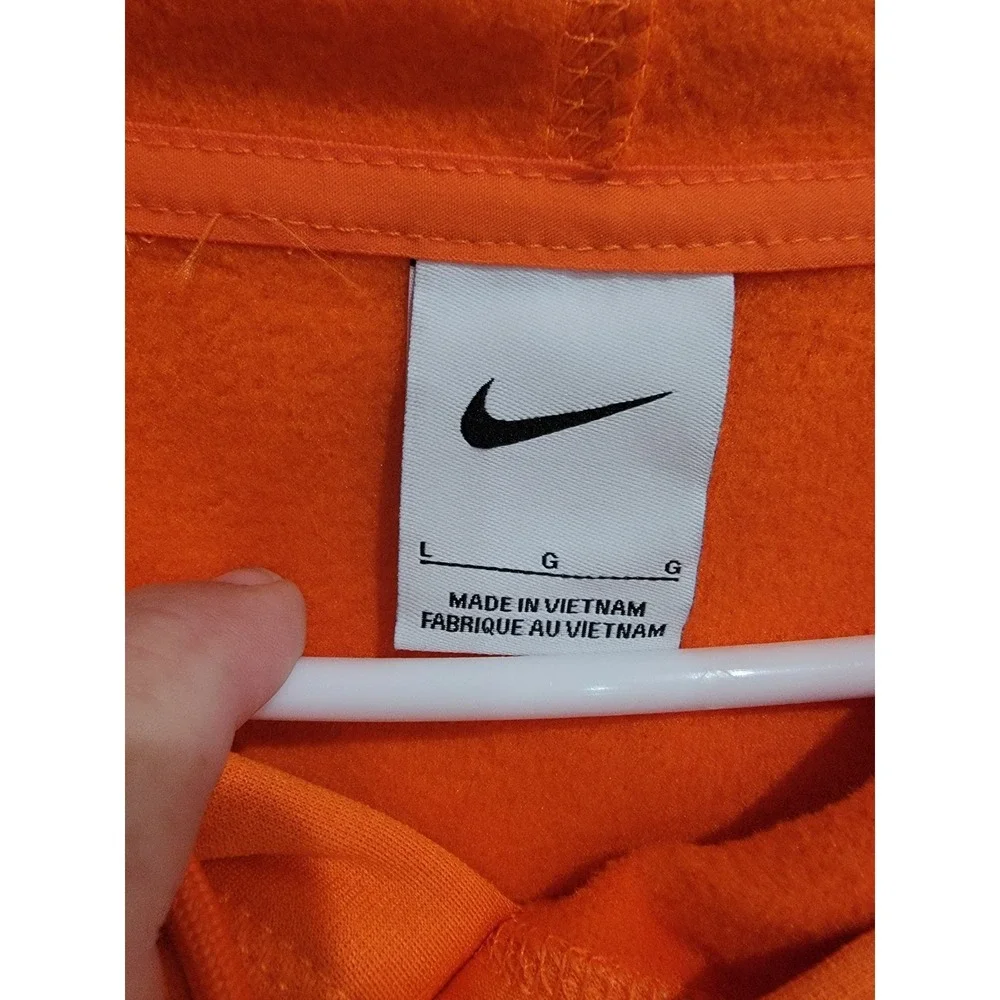 Nike Orange Hoodie Mens Large Pullover‎ Fleece Sweatshirt Gym Training Sport